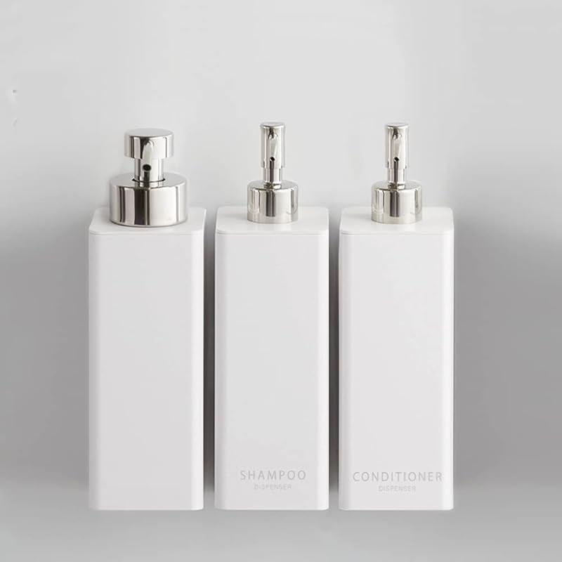 山崎実業(Yamazaki) マグネットツーウェイディスペンサー 3本セット シャンプー コンディショナー 泡タイプ 詰め替え タワー ホワイト 5210 4258 4260