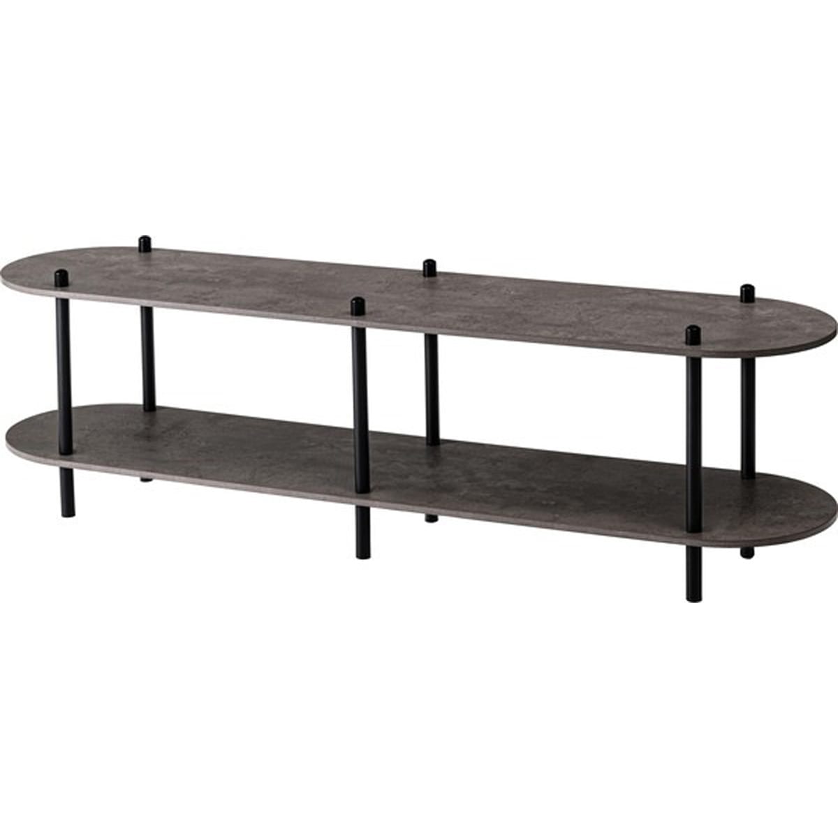 オープンラック 2段 PT-563 ラック 収納棚 ディスプレイラック 大理石調 石目調 2段 シック モダン 黒 ブラック 白 ホワイト 楕円形 ストーン柄 リビング 見せる収納 おしゃれ インテリ