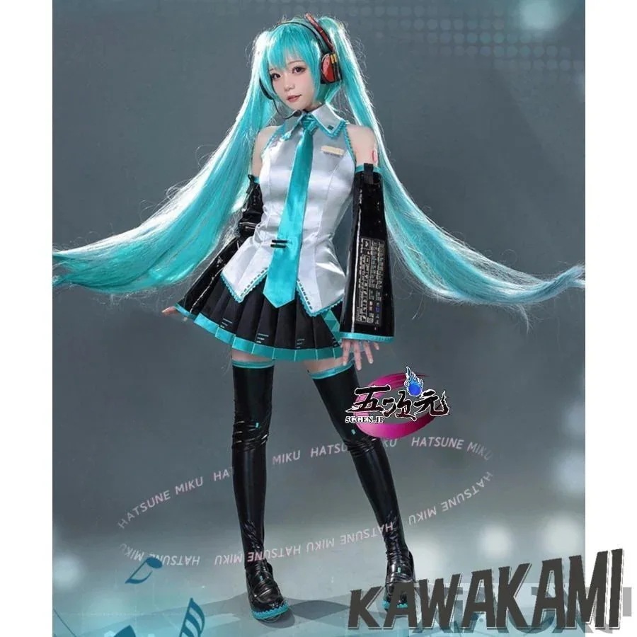 ICOS ボーカロイド　初音ミク 　通常V　コスプレ衣装　　コスチューム　　 いしょう ウィッグ　髪飾り　ヘッドホンセット　能1136