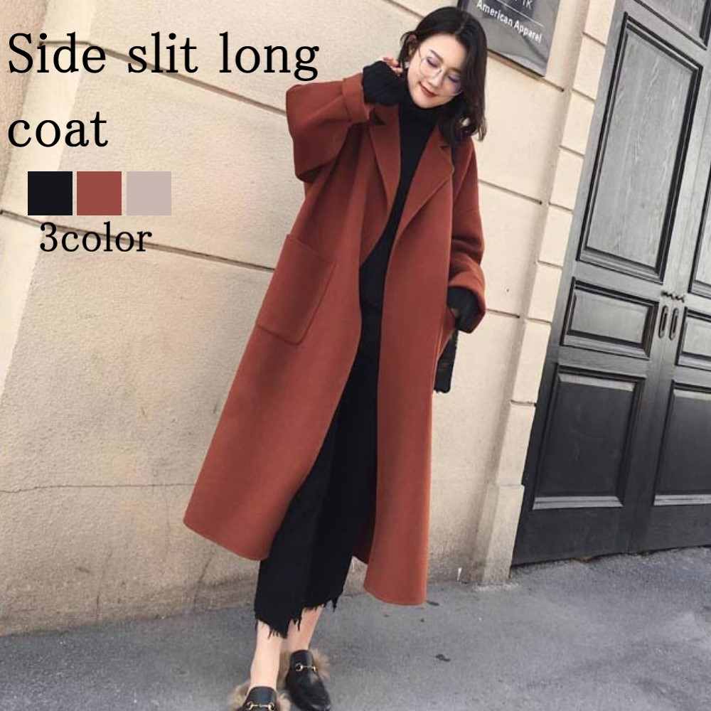 チェスターコート レディース サイドスリットロングコート 英国 服 ブランド 冬 秋 ロングコート コート 軽い アウター 細身 チェック 暖かい ロング 50代 ステンカラーコート 40代 ダブル