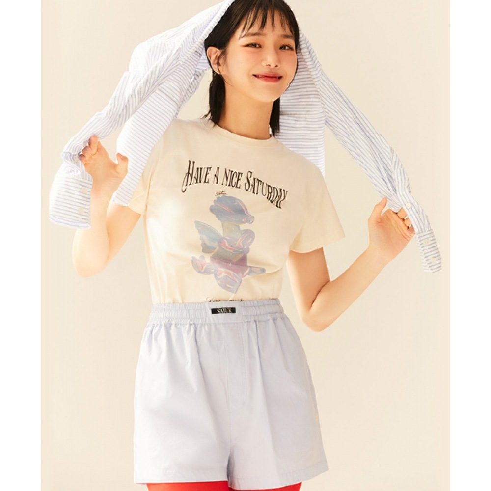 SATUR (W) デンバーバンディングハーフパンツライトブルー