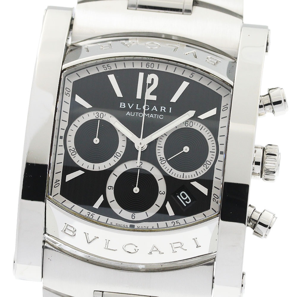 ブルガリ BVLGARI AA48SCH アショーマ クロノグラフ デイト 自動巻き メンズ 箱・保証書付き_954161【中古】