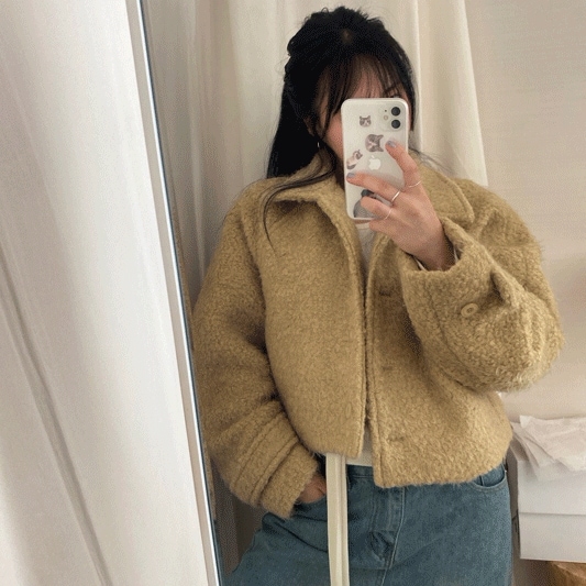 ウールボンビ キルティング ラグラン ショートコート