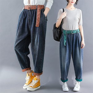 レディース 大きいサイズ デニムパンツ ワイドパンツ ビッグシルエット ハイウエスト ゆったり カジ