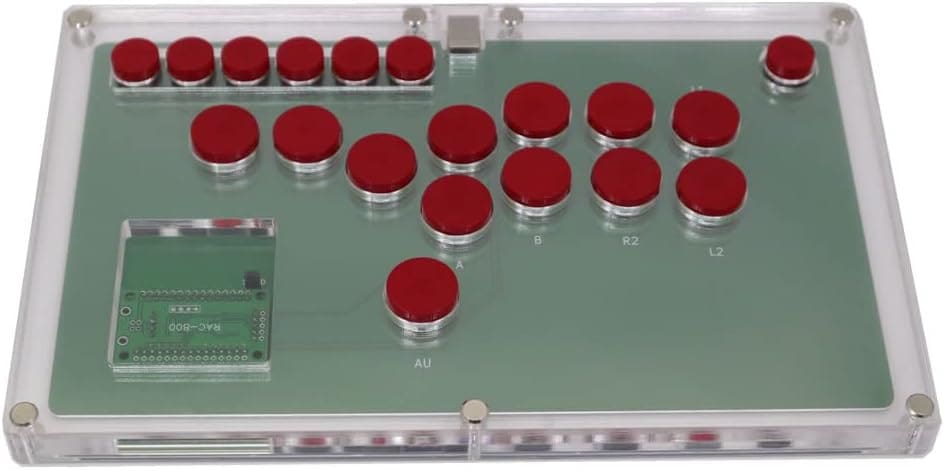 B1-PC-Red超薄型オールボタン アーケードジョイスティック レバーレス 超薄型 ホットスワップ