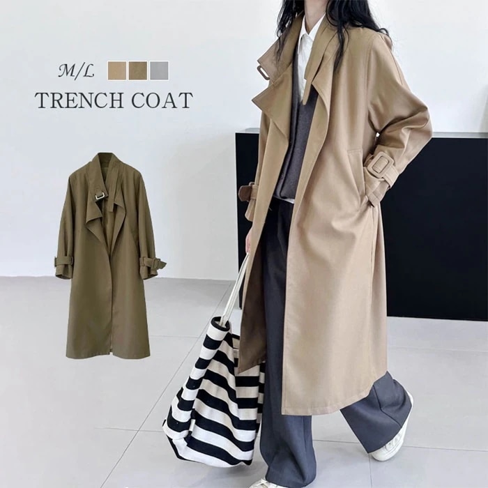 スプリングコート 2way トレンチ コート レディース ロング コート 春 秋 春服 アウター ロング丈 春トレンチ コート アウター 大きいサイズ カジュアル 大人 ゆったり オーバーサイズ 体3