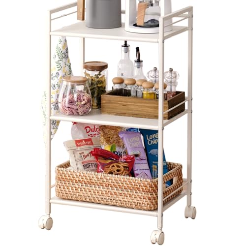[ドウシシャ] キッチンラックワゴン 3段 キャスター付き カラーボックスサイズ アイボリー 幅43×奥行29.5×高さ76.5cm GC-P7