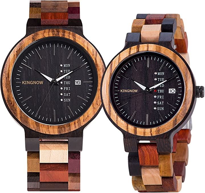 ペアウォッチ 腕時計 カップル 軽量 木製腕時計 メンズ レディース 日本製クォーツ時計 ユニーク( ブラウン - カップル)