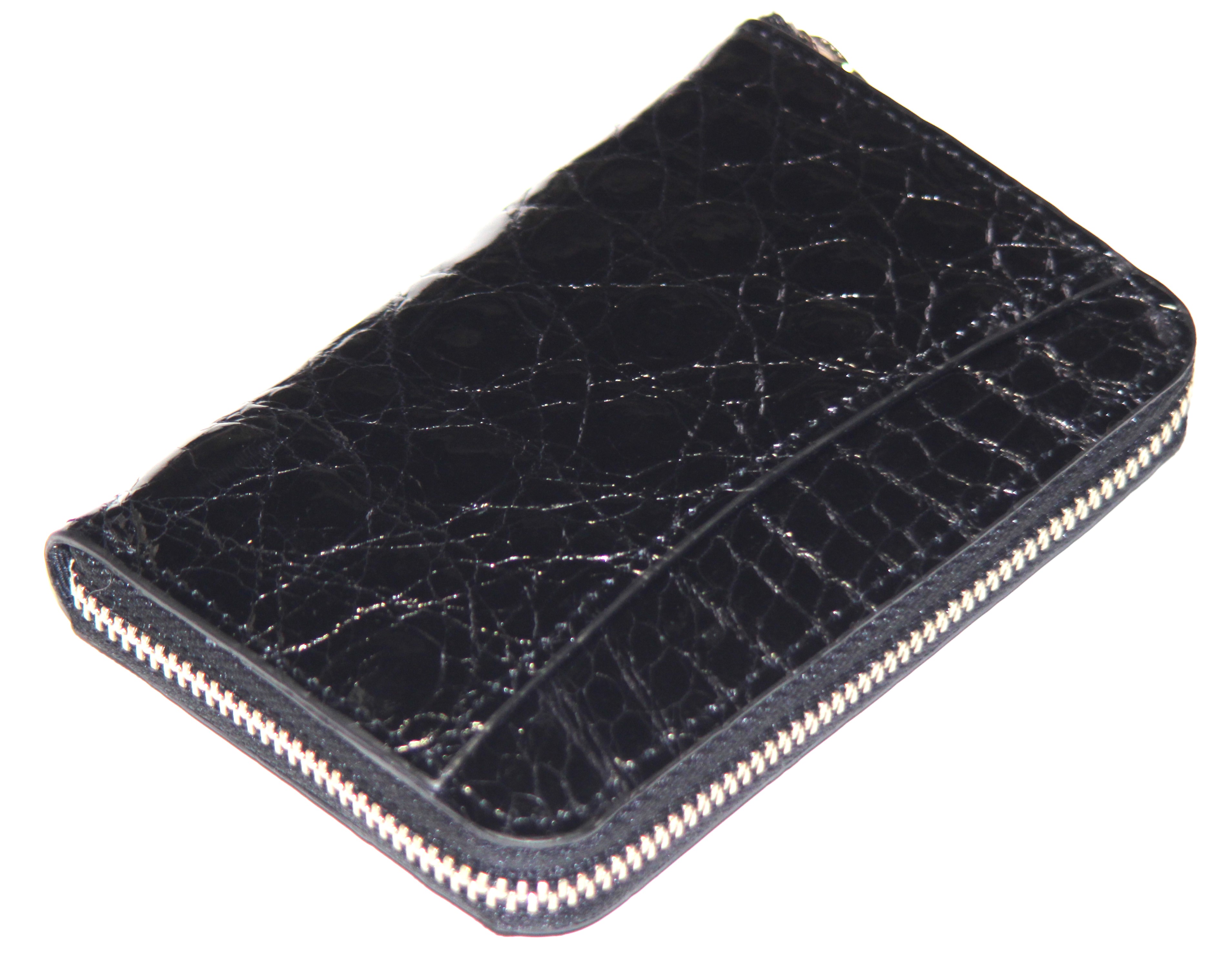 【新規OPEN】【期間限定】本クロコダイルワニ革　日本製　ラウンドファスナー方式　カード入れ付　コインコンパクトケースウォレット　CFMW-1　エナメル