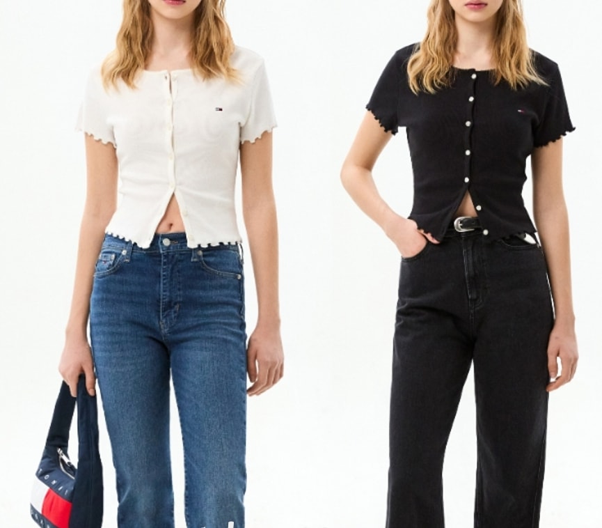 Slim Rip Button Top (T32G1TTO16TWT2)
