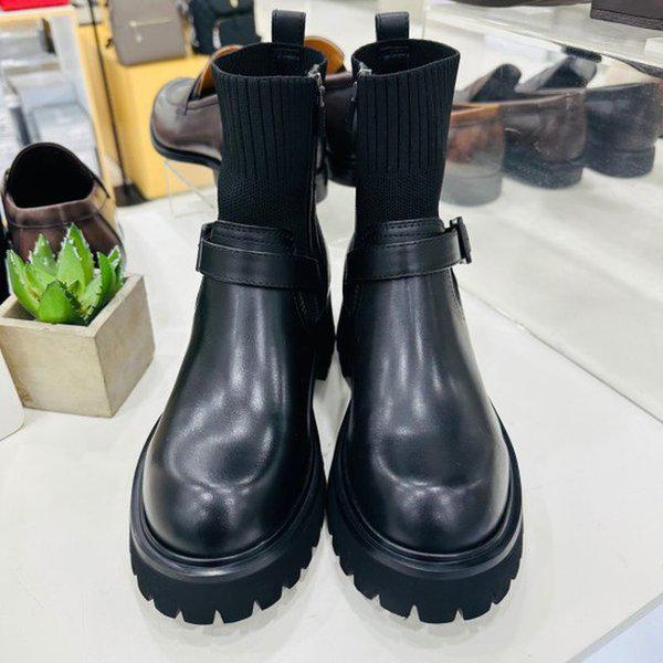 mook 女性 5cmヒール ニットワーカーブーツ AA