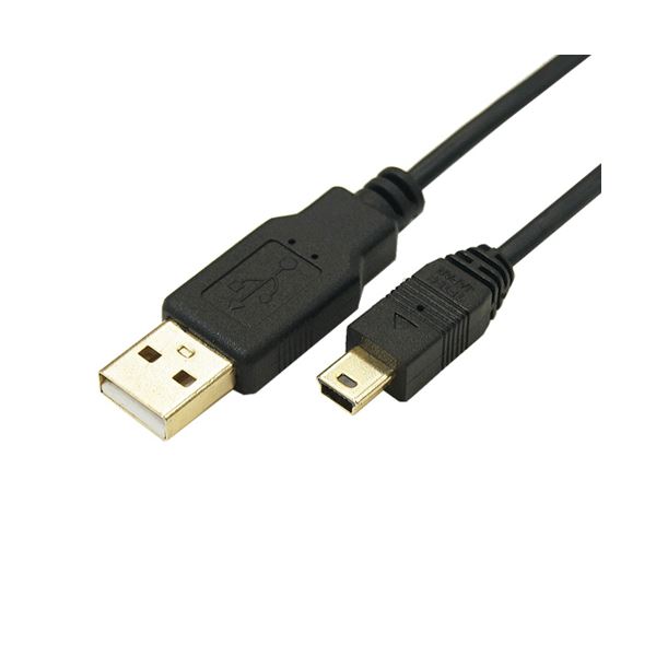 (まとめ)変換名人 極細USBケーブルAオス-miniオス 1m USB2A-M5/CA100(×10セット)