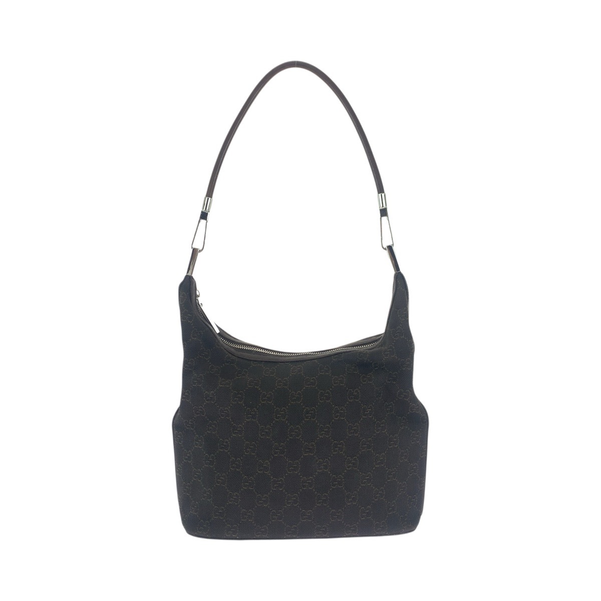 美品 ブラウン ダークブラウン シルバー金具 GGキャンバス/レザー 01234 ショルダーバッグ ハンドバッグ レディース 601491