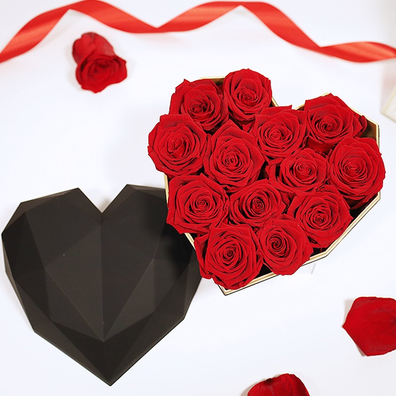 独占販売卒業シーズン贈り物 ダイヤモンドのハート型のバラボックス永遠の花愛創造的な装飾品告白ガールフレンドへのバレンタインデーギフト2つの方がお得です