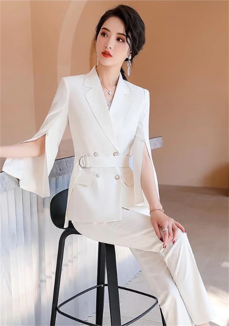 早い者勝ち ロングパンツ 九分袖 柔らかい レースアップ スーツ 職業スーツ 気質 修身 女性 ハーネス 3点セット ベルト