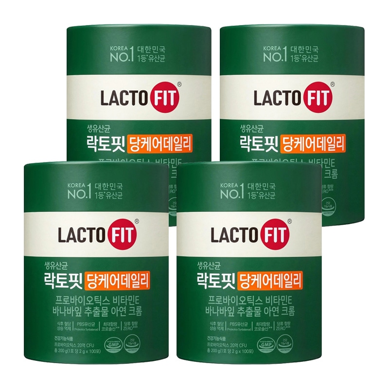 ラクトフィット 生乳酸菌 糖ケア デイリー 100包 x 4個 バナバ葉 亜鉛 サプリメント 食後のバランス 健康維持 栄養補給 韓国健康食品 プロバイオティクス スッキリ スティック 持ち運び