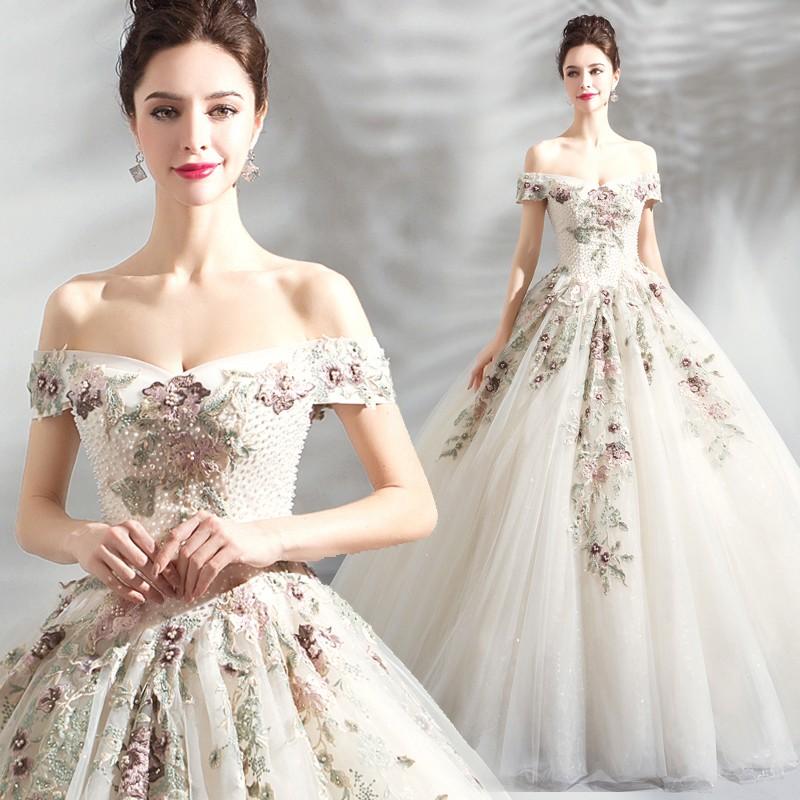 ウェディングドレス ロングドレス 演奏会用 カラードレス 安い パーティードレス 結婚式 エンパイア 二次会ドレス ウエディングドレス プリンセスラインドレス ピアノ 発表会ドレス ステージ衣装 イブ