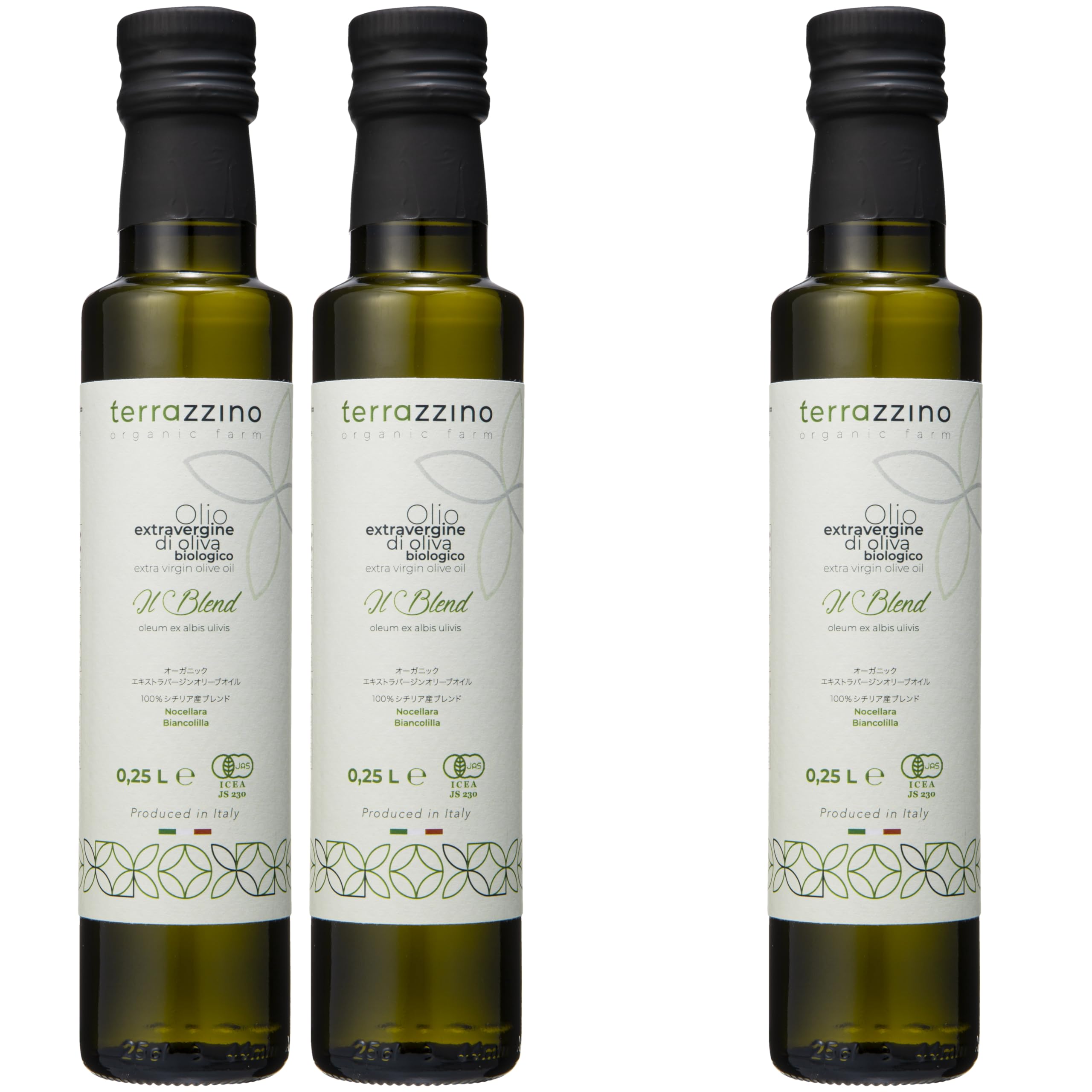 Terrazzino 有機 エキストラバージン オリーブオイル 100％ 250ml 2本＋1本 シチリア産 JAS オーガニック