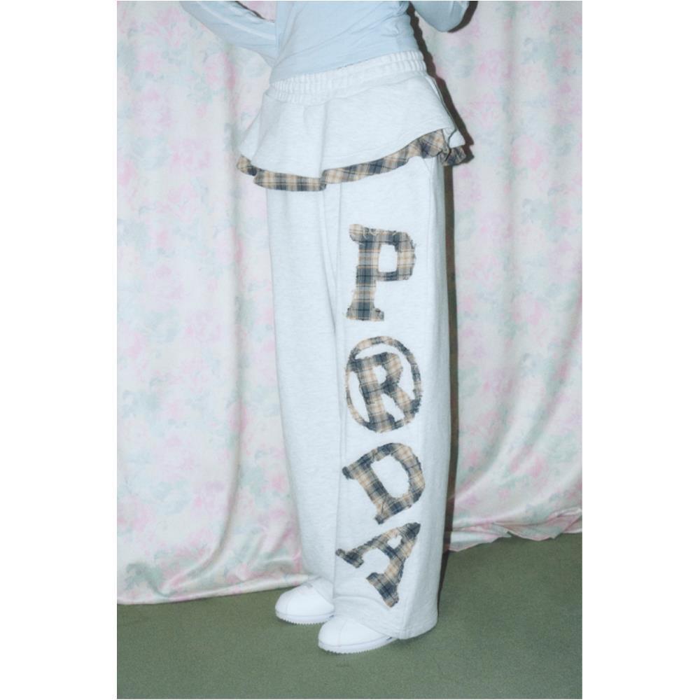 PRENDA PRDA FRILL SKIRT WIDE PANTS HEATHER GRAY PRTVSSPT