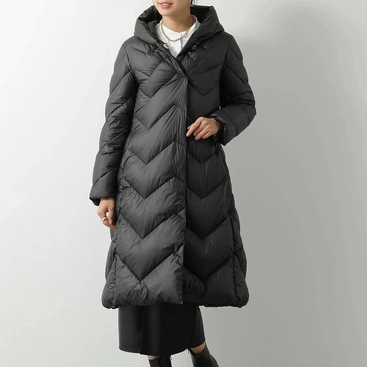 VLAB Laboratorio N.5 ヴィラボ ダウンコート MOOD FW36602 704 レディース フード付き フロッキープリント キルティング 1