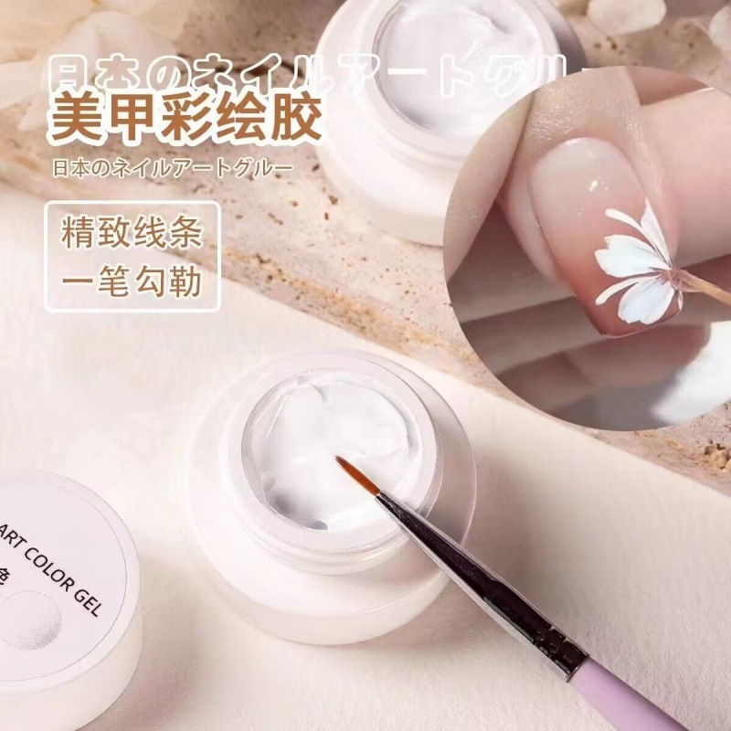 塗装糊和風マニキュア白増粘塗装花びらクリーム輪郭線レリーフライトセラピーマニキュアクロスボーダー