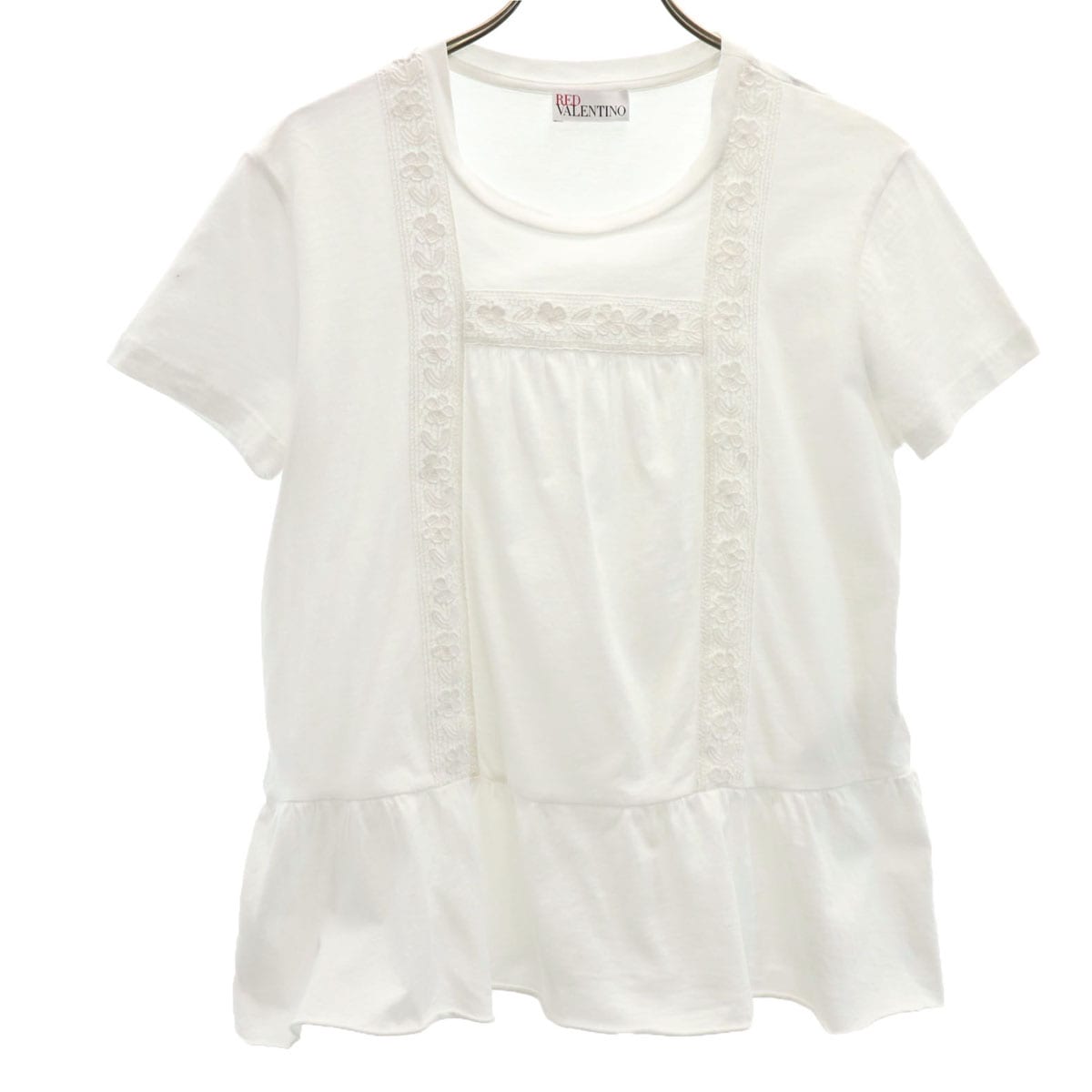 RED VALENTINO レッドヴァレンティノ 半袖 レースデザイン カットソー S ホワイト レディース 古着