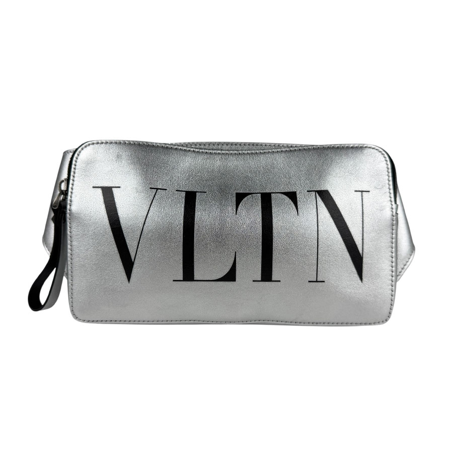 ヴァレンティノ ガラヴァーニ Valentino Garavani ウエストバッグ ベルトバッグ レザー シルバー/ブラック メンズ z5602