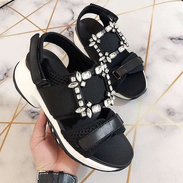 人気新品入荷 レディース キラキラ 高見え 大人可愛い 厚底 5color ビジューサンダル サンダル 厚底サンダル サイズ 38 24cm Www Viacaocatedral Com Br