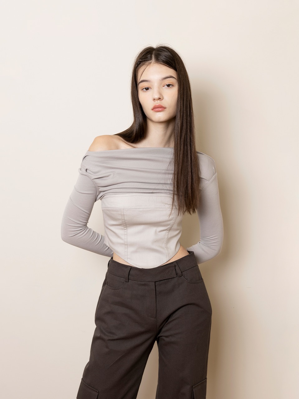 【NOT YOUR ROSE】 IVY TOP : GRAY