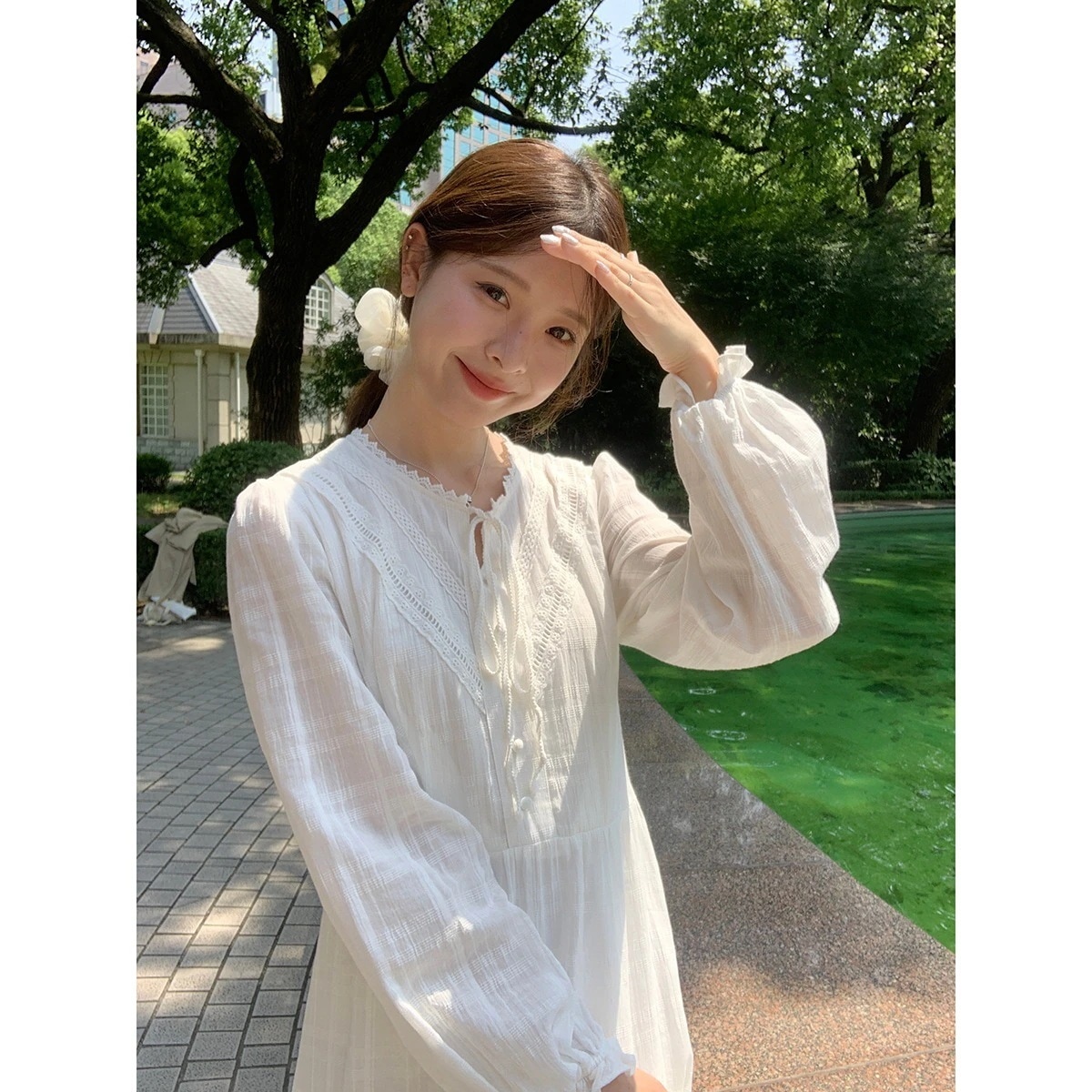 レースカラードレス2024秋の気質多彩な痩身釣りスタイルデートスカート女性用