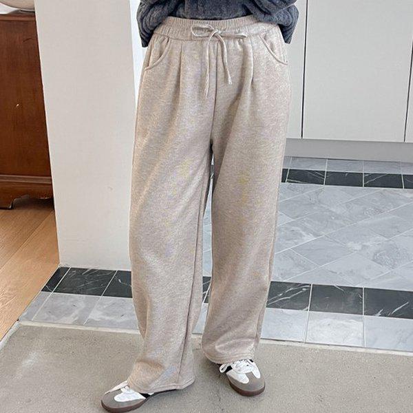 Hスタイル(PT)裏起毛ワンプルトリングパンツ 冬 女性 裏起毛 バンディングパンツ スラックス ワイドパンツ