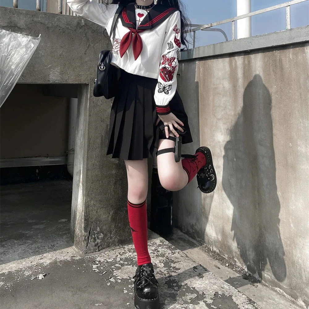 日系jk制服 変装 学園祭 文化祭:サイ 女性 パーティー コスプレ 定番ヤンキー 姐ギャル セーラー服 コスプレ 体育祭 スーツ 長袖/半袖 ハロウイン クリスマス