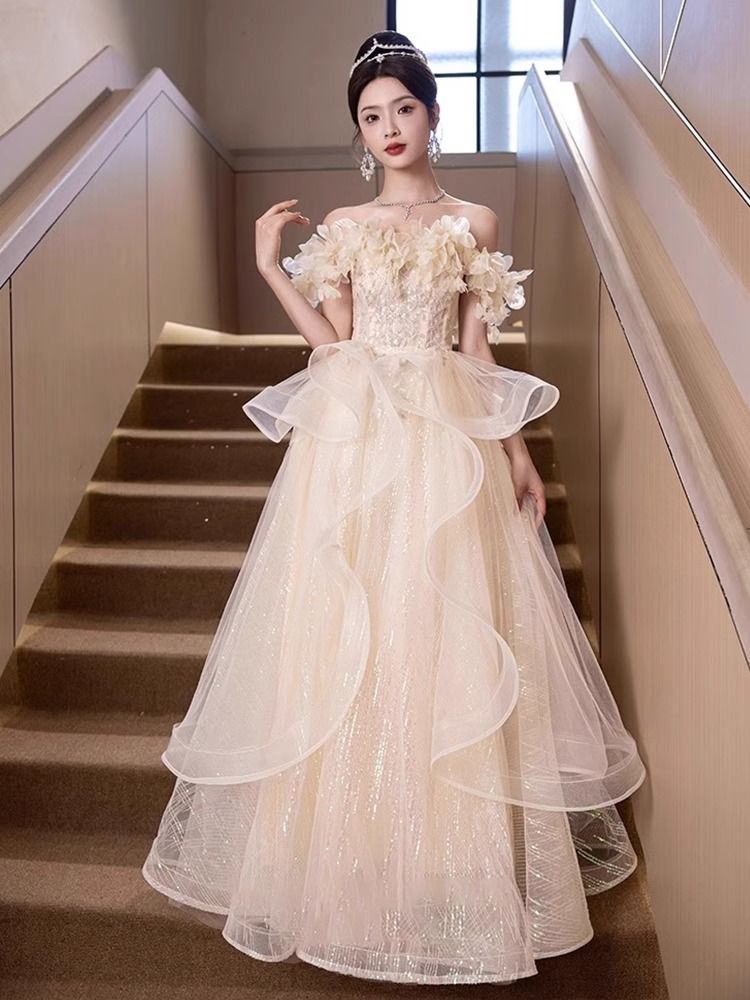 【2枚購入で 3oo円OFF！】ワンショルダーイブニングドレス 2025 高級芸術試験成人式宴会公演イブニングドレス 5,591円