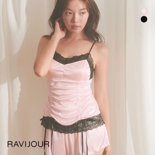 ラヴィジュール RAVIJOUR ドローストリング セットアップ ルームウェア カップ付き パジャマ 9,075円