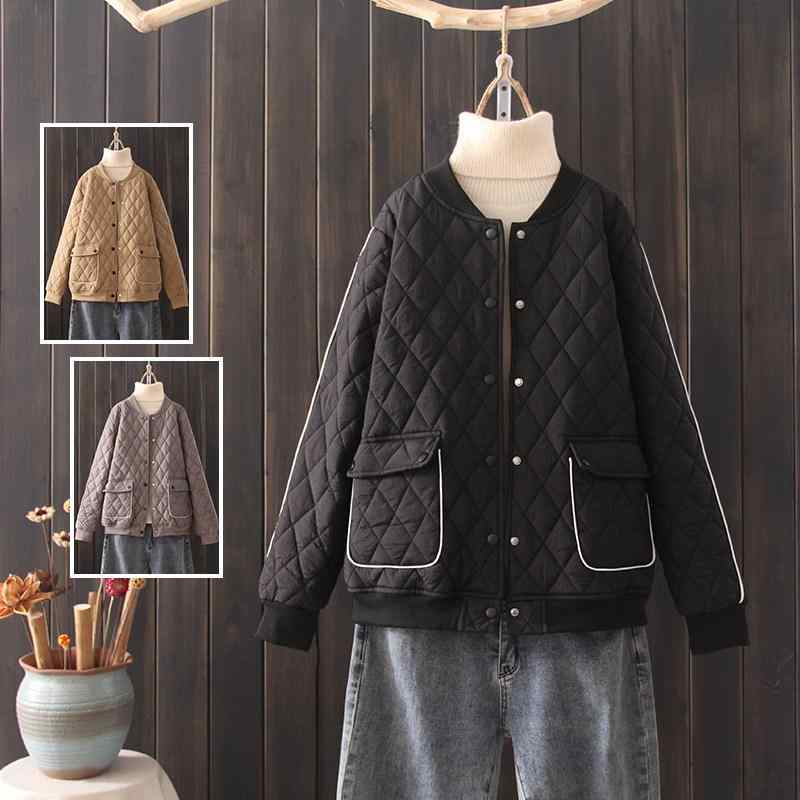 秋服 レディース ファッション オシャレ カワイイ シンプル 大人カワイイ 大きいサイズ 冬 ベースボール ジャケット キルティング 暖かい 綿