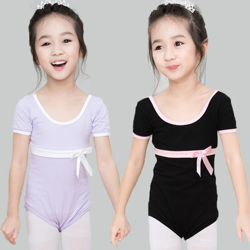 子供用ダンス服女性用夏半袖女の子練習服幼児用ボディダンス服ワンピースオープンバレエ
