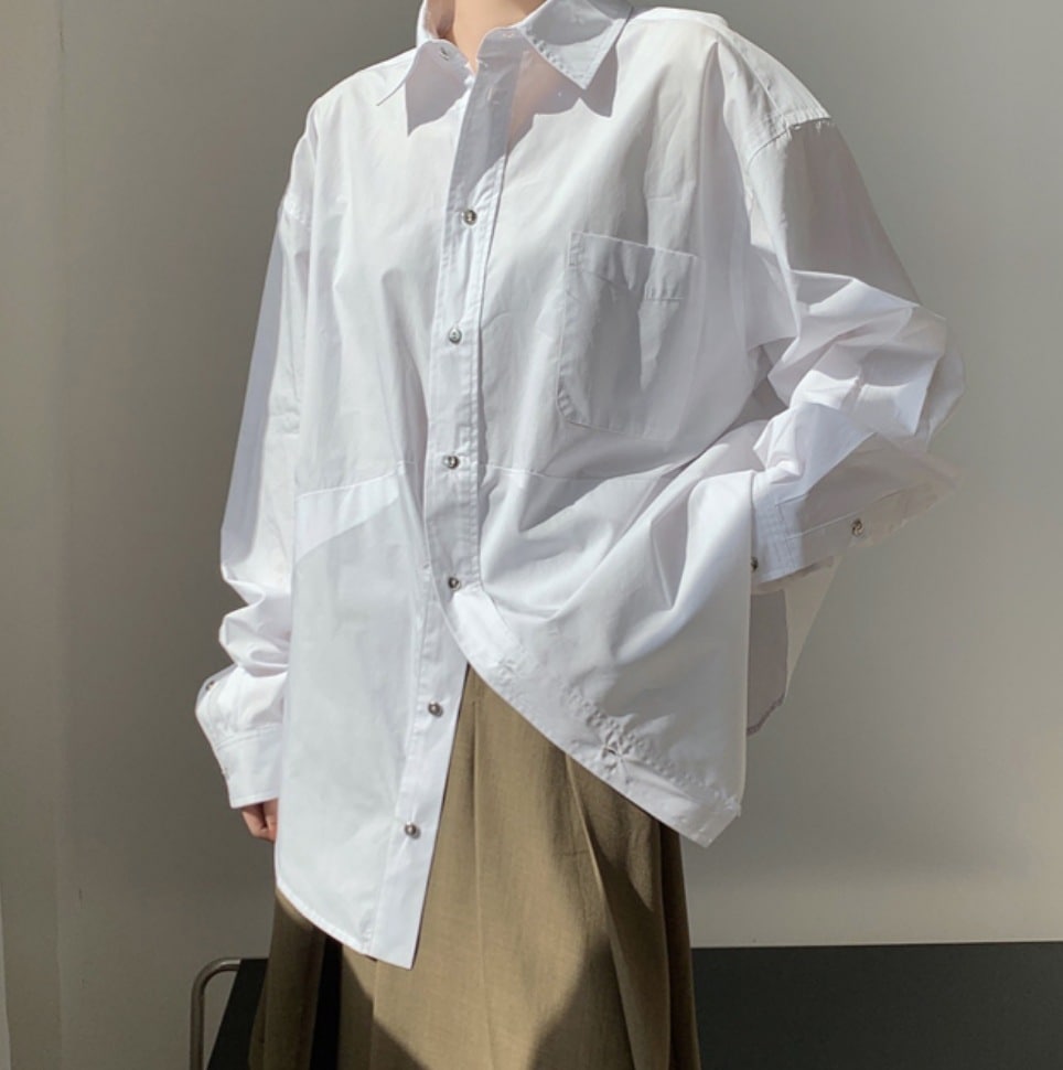 シャツ ブラウス 長袖 角襟 襟付き ストレート かわいい 大人可愛い きれいめ シンプル カジュアル 大人 上品 おしゃれ 春 秋 オフィス 学生 デート お出かけ 重ね着 体型カバー 白 9,533円