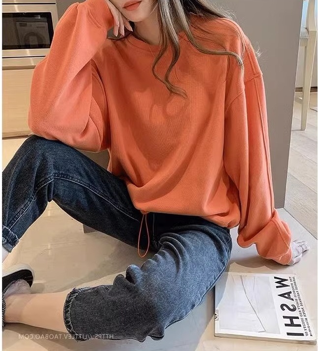 トップス カットソー プルオーバー 袖あり 長袖 ラウンドネック 大人可愛い きれいめ シンプル カジュアル おしゃれ お洒落 大人女子 こなれ感 ラフ 美容師 メイクアップアーティスト