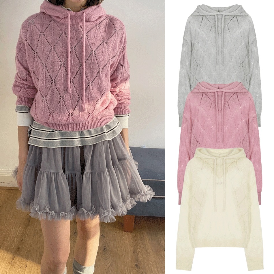 25SS Diamond Hooded Knit (3 colors)