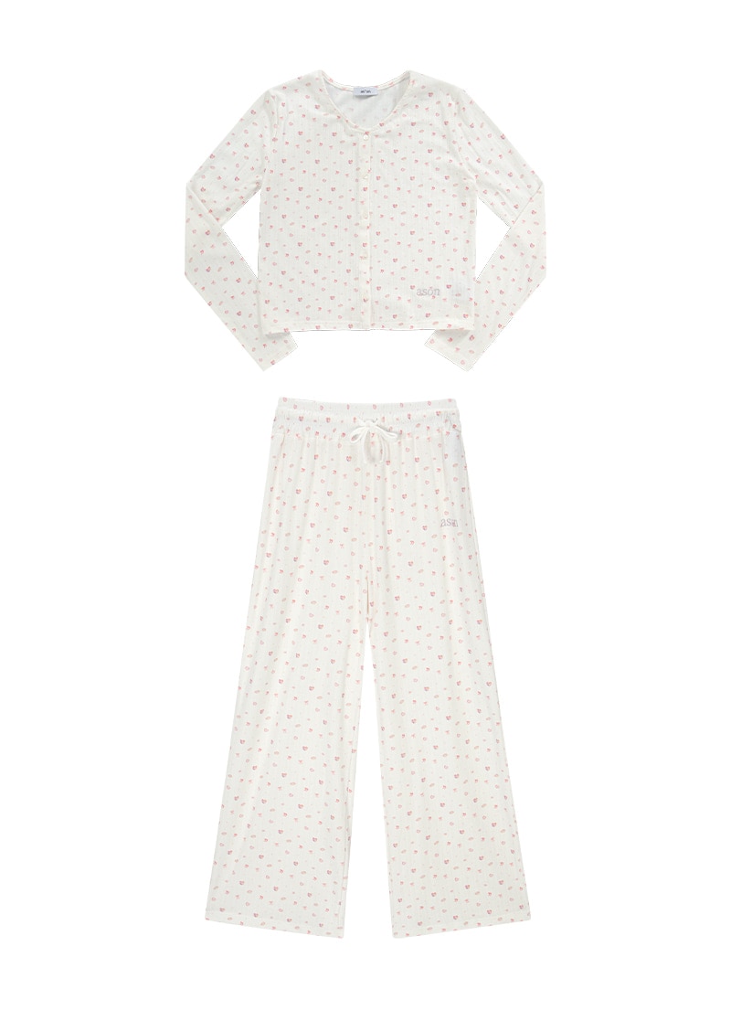 【AS"ON】 [SET] COZY CARDIGAN & WIDE PANTS / PINK 正規品