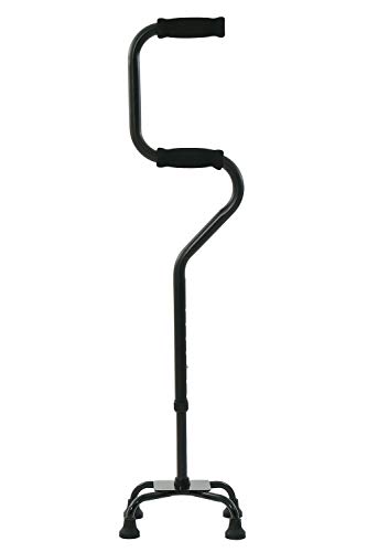 楽々健 四点杖 自立式 伸縮式 高さ79/81.5/84/86.5/89/91.5/94cm 7段階調整 歩行補助杖 S字クオッドケイン 左右兼