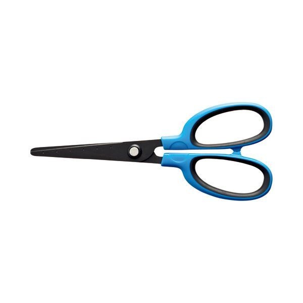 （まとめ） TANOSEE フッ素刃はさみ 刃先先丸 刃渡り65mm ブルー 1セット（10本） 2セット