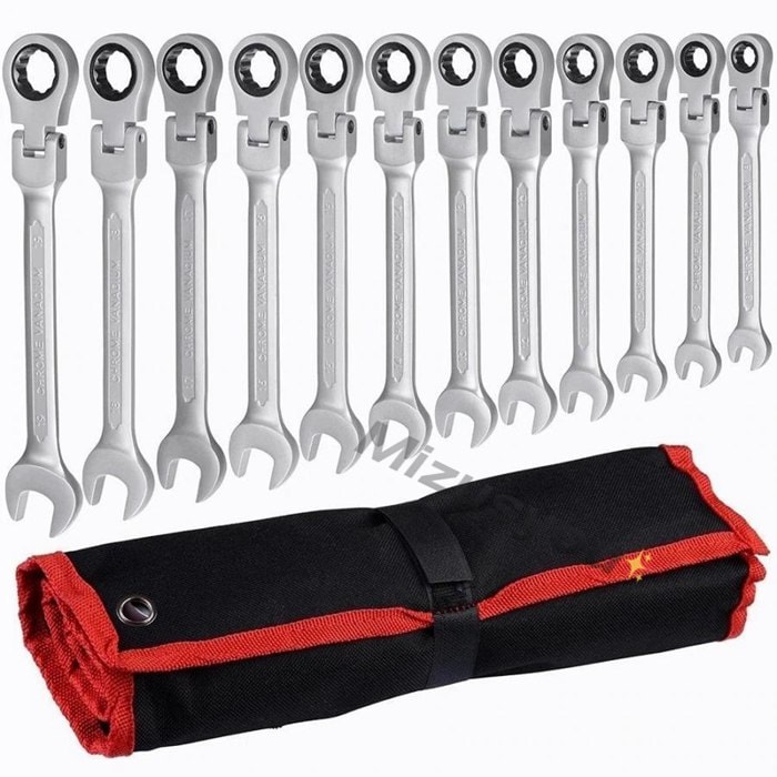 首ふり ラチェット メガネレンチ 12本セット 8-19mm 工具 ソケット KTC スナップオン スパナ ボルト