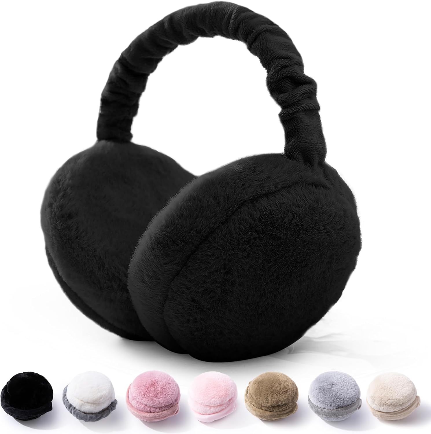 防寒用イヤーマフ 裏起毛で暖かく長さ調整可能 軽量で携帯に便利