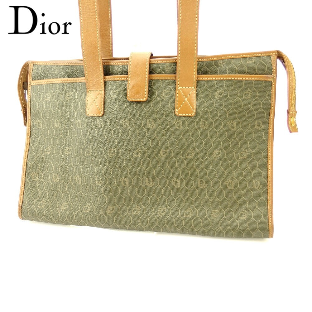 トートバッグ トート ショルダーバッグ ロゴ柄 オールドディオール グリーン ベージュ ブラウン 中古 48,236円