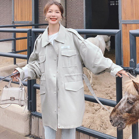 【取寄：納期2週間】トレンチコート レディース カジュアルコート スプリングコート 秋コート 冬 ライトアウター 大きいサイズ ゆったり ライトコート ミリタリーコート トレンチコート レディース