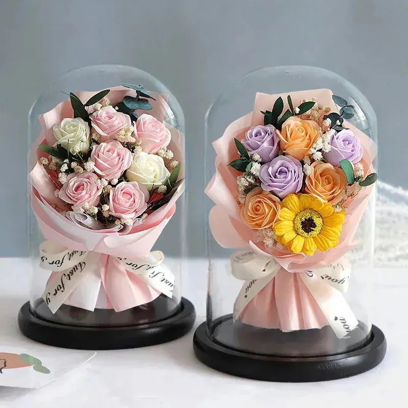 母の日おめでとう最高のプレゼントドライフラワーガラスカバーローズ不滅の花リビングの装飾ガールフレンドの誕生日プレゼントバレンタインデー 5 新作登場