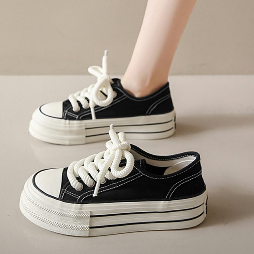 厚底スニーカー 韓国 キャンバススニーカー ボリュームソール靴 履きやすい靴ピンク 定番スニーカーくつ