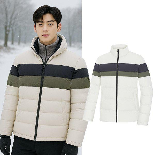 メンズ冬ダックダウン配色軽量登山パッド入りジャケットKSC650VJ5M