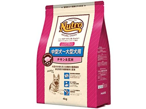 NUTRO ナチュラルチョイス シニア犬用 中型犬~大型犬用 チキン&玄米 4KG ドライフード 総合栄養食 エイジングケア ドッグフード 犬 自然素材 香料・着色料 無添加 ニュートロ